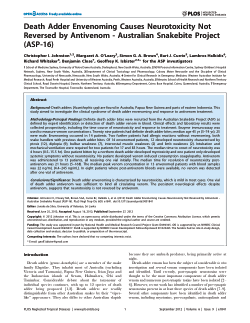 Item - Death Adder envenoming causes neurotoxicity not reversed by ...