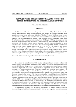 Item - Recovery and utilization of calcium from fish bones byproducts ...