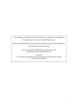 Item - The frequency and duration of seclusion for women in a secure ...