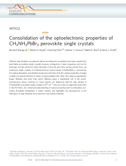 Consolidation of the optoelectronic properties of CH3NH3PbBr3 perovskite single crystals