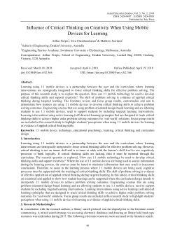 Influence of critical thinking on creativity when using mobile devices for learning