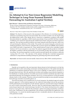 An attempt to use non-linear regression modelling technique in long-term seasonal rainfall forecasting for australian capital territory