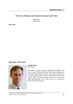 Item - Overview of bauxite and alumina economics and trade - Swinburne ...