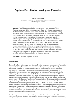 Item - Capstone portfolios for learning and evaluation - Swinburne ...