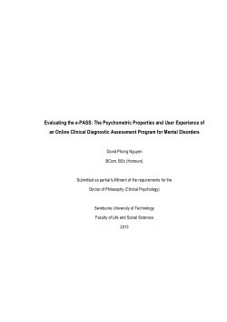 Item - Evaluating the e-PASS: the psychometric properties and user ...