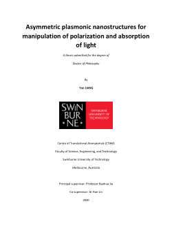 Item - Asymmetric plasmonic nanostructures for manipulation of ...