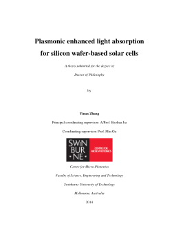 Item - Plasmonic enhanced light absorption for silicon wafer-based ...