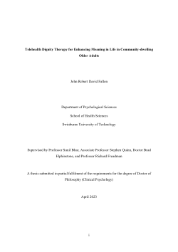 Item - Telehealth Dignity Therapy for Enhancing Meaning in Life in ...