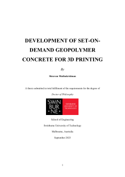 Item - Development of Set-On-Demand Geopolymer Concrete for 3D printing ...