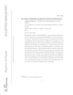 Gas transport in double bifurcation subjected to asymmetric reciprocating flow
