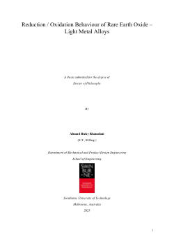 Item - Reduction / Oxidation Behaviour of Rare Earth Oxide - Light ...
