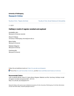 Item - Halliday's model of register revisited and explored - University ...