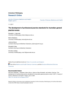 Item - The development of professional practice standards for ...