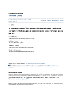 Item - An integrative review of facilitators and barriers influencing ...
