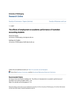 Item - The effects of employment on academic performance of Australian ...