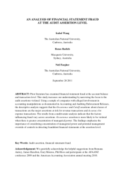 Item - An Analysis of Financial Statement Fraud at the Audit Assertion ...