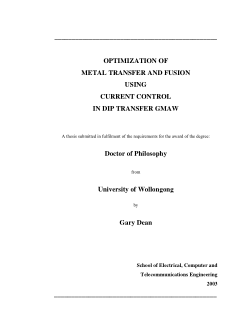Item - Optimization of metal transfer and fusion using current control ...