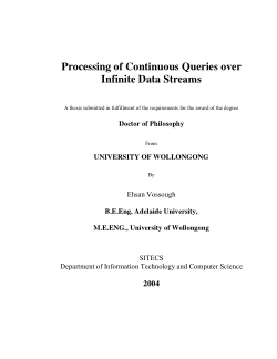 Item - Processing of continuous queries over infinite data streams ...