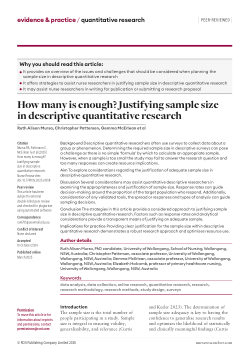 Item - How many is enough? Justifying sample size in descriptive ...