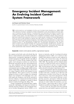 Emergency Incident Management An Evolving Incident Control System Framework Emergency Incident Management An Evolving Incident Control System Framework
