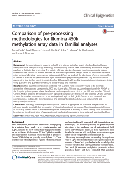 Item - Comparison of pre-processing methodologies for Illumina 450k ...