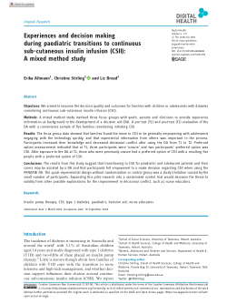 Item - Experiences and decision making during paediatric transitions to ...