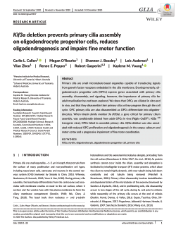 <i>Kif3a</i> deletion prevents primary cilia assembly on oligodendrocyte progenitor cells, reduces oligodendrogenesis and impairs fine motor function