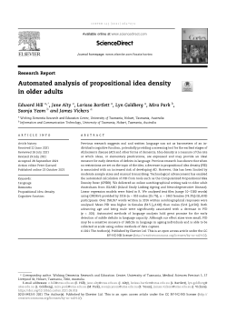 Item - Automated analysis of propositional idea density in older adults ...