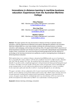 Item - Innovations in distance learning in maritime business education ...