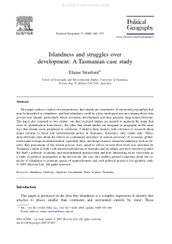 Islandness and struggles over development: A Tasmanian case study