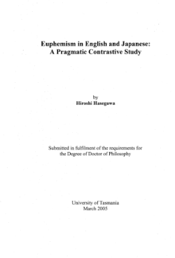 Item - Euphemism in English and Japanese : a pragmatic contrastive ...