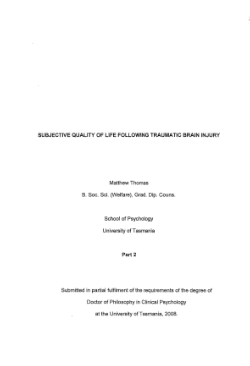 Subjective quality of life following traumatic brain injury
