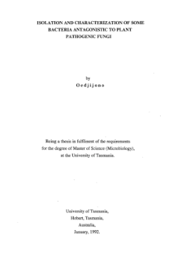 Isolation and characterization of some bacteria antagonistic to plant ...