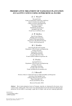 PRESERVATIVE TREATMENT OF TASMANIAN PLANTATION EUCALYPTUS NITENS USING SUPERCRITICAL FLUIDS