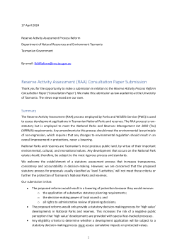 Item - Reserve Activity Assessment (RAA) Consultation Paper Submission ...