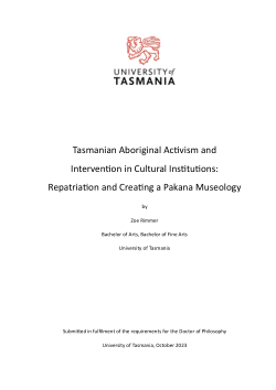 Item - Tasmanian Aboriginal activism and intervention in cultural ...