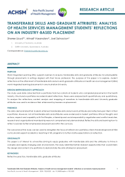 Item - TRANSFERABLE SKILLS AND GRADUATE ATTRIBUTES: ANALYSIS OF HEALTH ...