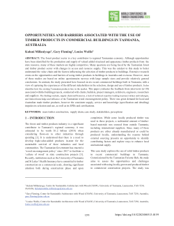 OPPORTUNITIES AND BARRIERS ASSOCIATED WITH THE USE OF TIMBER PRODUCTS IN COMMERCIAL BUILDINGS IN TASMANIA, AUSTRALIA