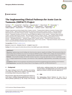 Item - The Implementing Clinical Pathways for Acute Care in Tasmania ...