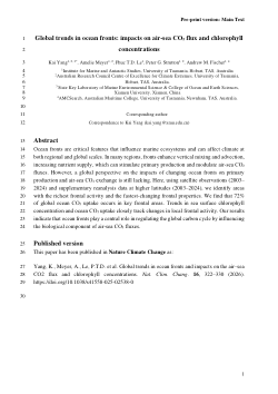 Item - Global trends in ocean fronts and impacts on the air-sea CO2 ...