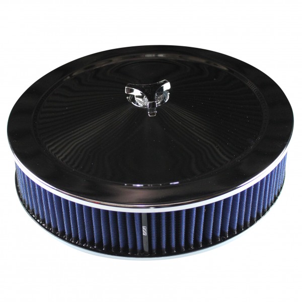 Gearhead Enterprises 14" X 3" Chrome Round Air Cleaner With Washable Blue Filter