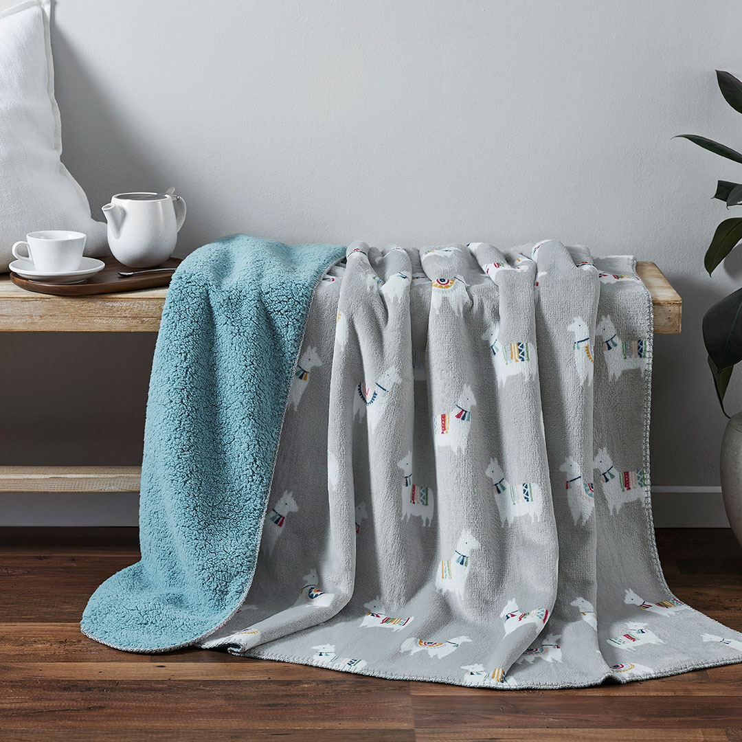 Buy Sherpa Print Throw Grey Online Bed Bath N' Table