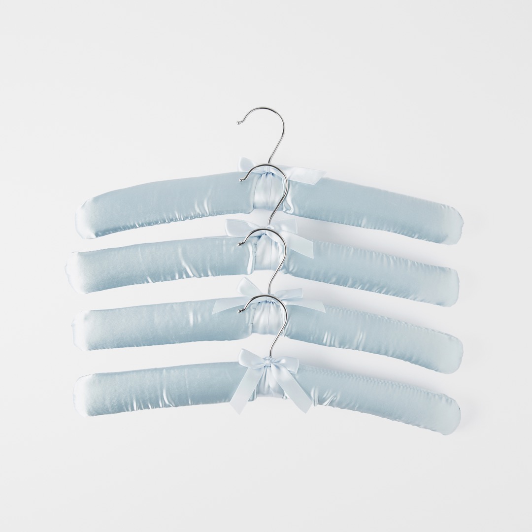 Buy Satin Coat Hangers Set Of 4 Light Blue Online Bed Bath N' Table