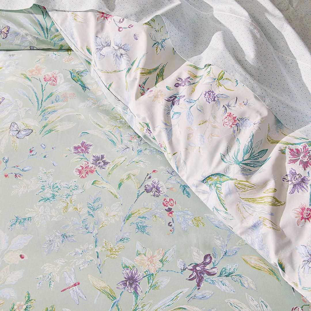 Shop Botanica Quilt Cover Green/Cream Online Bed Bath N' Table