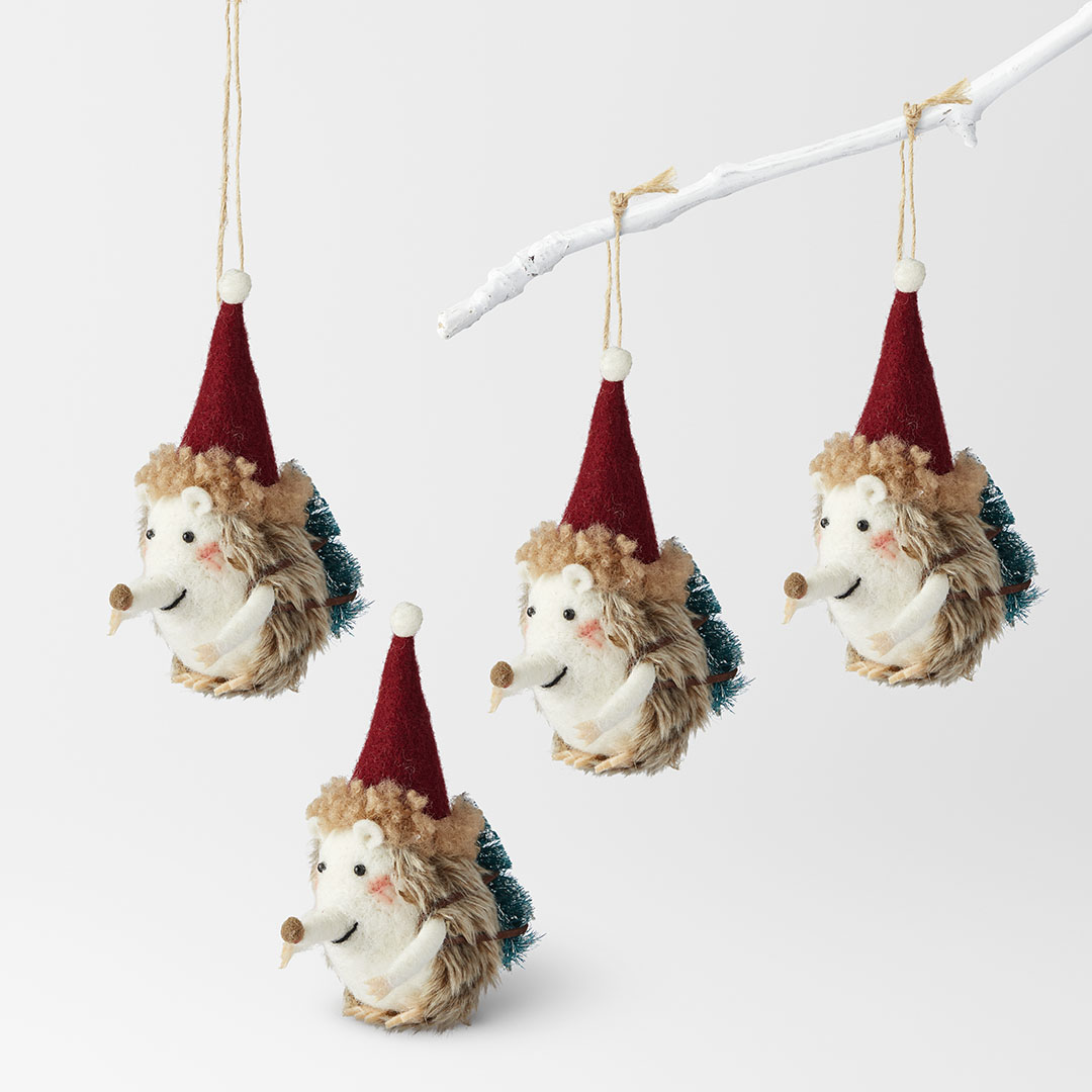 Shop Hedgehog With Santa Hat Decoration Set Of 4 Online Bed Bath N' Table