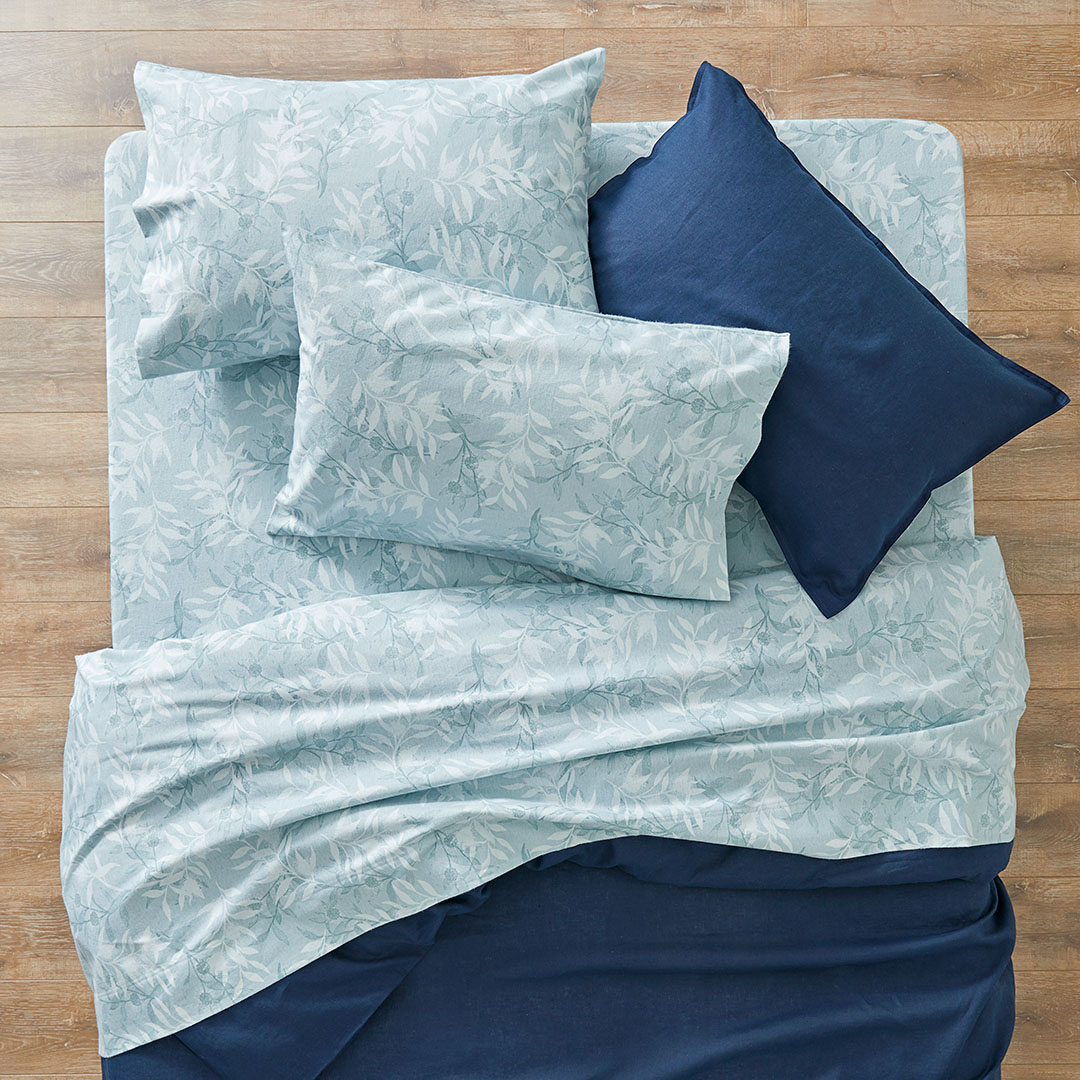 Shop Hakea Flannelette Sheet Set Blue Floral Online Bed Bath N' Table