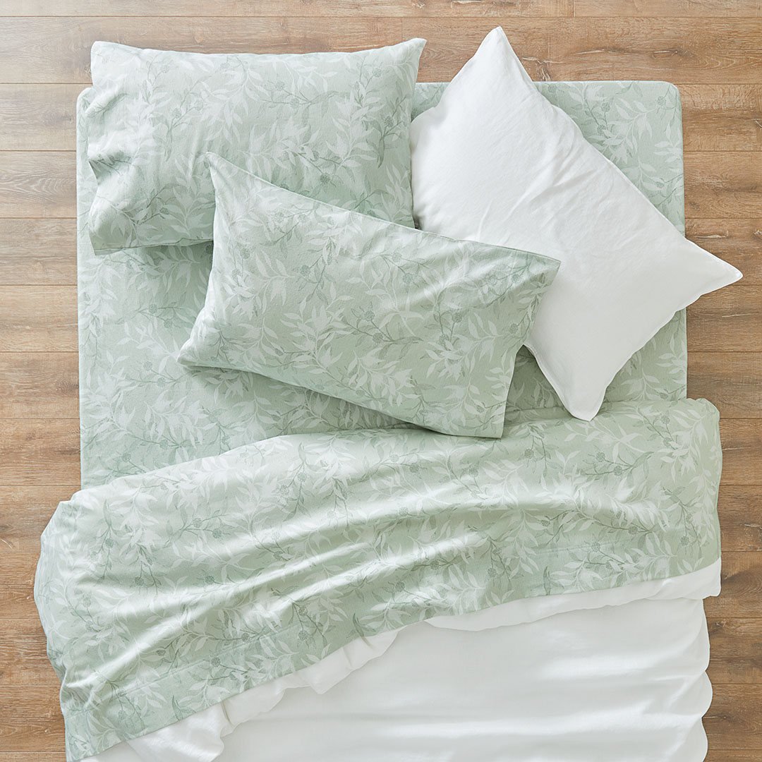 Shop Hakea Flannelette Sheet Set Sage Floral Online Bed Bath N' Table