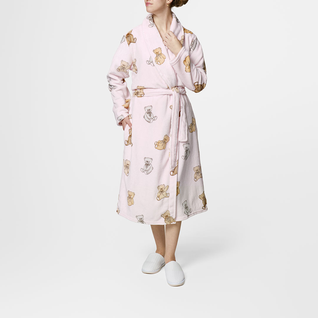 Shop Cuddly Bear Printed Plush Robe Online | Bed Bath N' Table