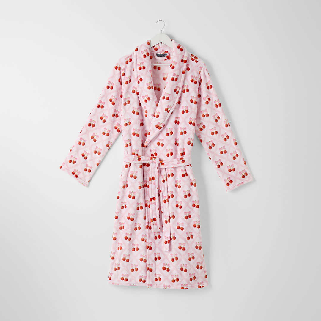Shop Cherry Bow Printed Plush Robe Online | Bed Bath N' Table