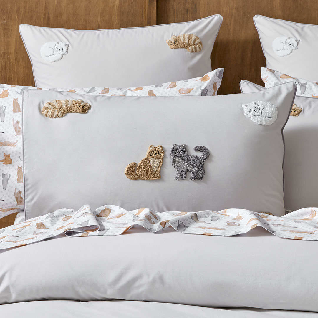 Shop Ruth Embroidered Cat Quilt Cover Online | Bed Bath N' Table